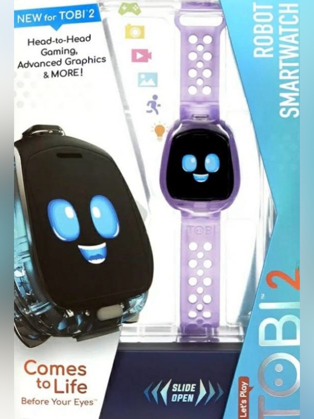 Tobi Kids Robot Smartwatch — Purple & Black with Bright Blue Display